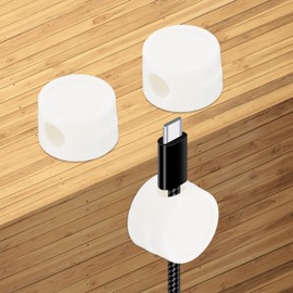 PATIKIL Cable Organizer Holder, 3 Pcs Magnetic Spring Desk Cable Management Clips Adhesive Cord Holder Keeper for Office Desktop Wall Car, White