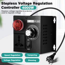 DEWIN Voltage Regulator, Speed Regulator, 230 V Motor, AC 220 V, 4000 W, SCR Voltage Regulator, Motor Fan, Speed Controller, Dimmer Power Tool Adjustable (EU Plug)