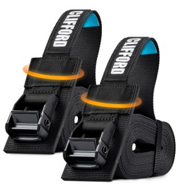 CLIFFORD Safety lashing strap, extra wide, 38 mm, pressure-distributing lashing strap according to EN12195-2, 400 kg LC / 800 kg breaking load, professional fastening strap for motorcycle, roof box, SUP, timber, transport