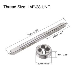 sourcing map 1/4"-28 UNF Tap and Die Set, HSS Machine Thread Tap with Round Threading Die, Right Hand