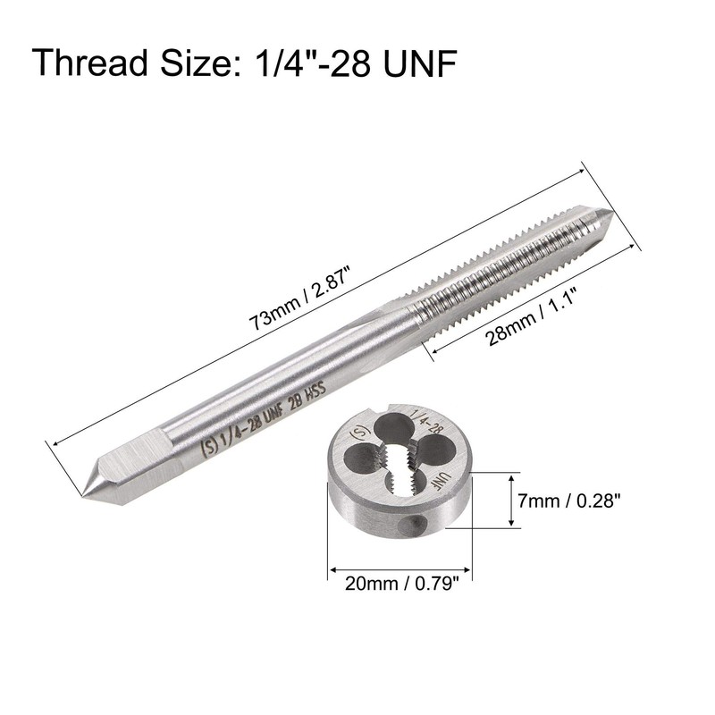 sourcing map 1/4"-28 UNF Tap and Die Set, HSS Machine