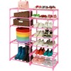 LNYZQUS 7-Tier Large Pink Shoe Rack, 24-30 Pairs Tall Shoe