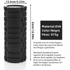 Rodillo de Espuma de Alta Densidad, Masaje de Pies Rodillo, Foam Roller para Corporal, Foam Roller para Relajación Muscular, Columna de Yoga para Yoga, Cuello, Relajación de Piernas, Estiramientos y Ejercicios de Núcleo, Negro