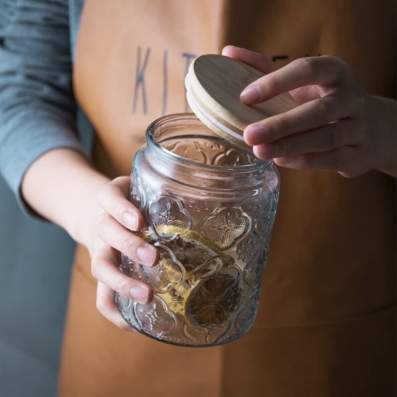 ANSQU Vintage Glass Jars Set Canister Airtight Storage Jar Container
