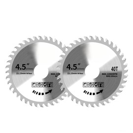 2pcs 115mm Circular Saw Blade 4.5" Angle Grinder 40 Teeth Carbide Tipped Saws for Woodworking Wood Cutting Bore Steel Carbide Finishing Saws Disc for Wood Plastic Tire Rubber