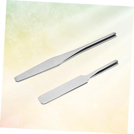 Healvian 2pcs Stainless Steel Dual-ended Nail Art Pusher Set Manicure Mixing Spatulas for Nail Care and Color Matching Silver for Professionals and Enthusiasts