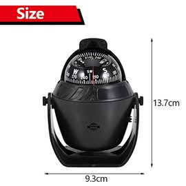 Vgeby Bullet Compass, Boat, High Precision LED Bullet Compass, Navigation Boat Compass, Ship Compass for Marine Boots, Car Compass, Boat