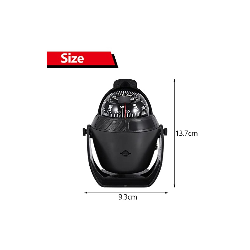 Vgeby Bullet Compass, Boat, High Precision LED Bullet Compass, Navigation