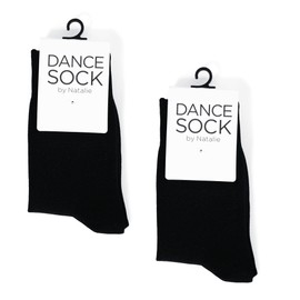 Natalie Dancewear Womens Lightweight Ankle Dance Socks- 2 Pack Black NSOCK2