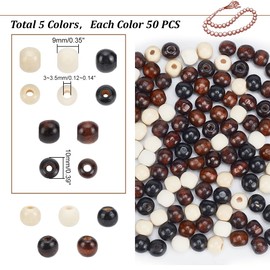 PH PandaHall 300pcs 10mm Wooden Beads, 6 Colors Natural Wood Beads Dyed Craft Loose Beads Wooden Macrame Beads Spacer Beads with 3mm Hole for Christmas Bracelet Necklace Macrame Bird Swing Garland