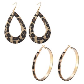 2 Pairs Leopard Print Earrings Animal Print Earrings Leopard Print Earrings Vintage Earrings Women Jewelry Clothing Accessories, Standardgrößen, Alloy Steel, None