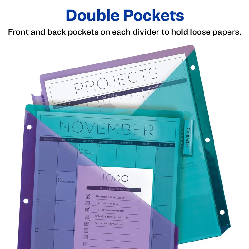 Avery Big Tab Pocket Plastic Insertable Dividers, Student Designs, Multicolor