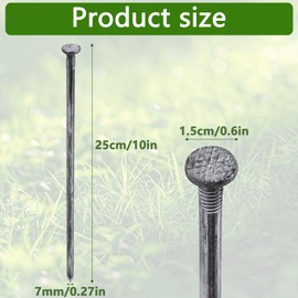Yihurlm 50 Pcs Metal Nails, Metal Landscape Edging Anchoring Spikes, 10 Inch Landscape Stakes, Heavy Duty Garden Edging Spike, Garden Nails for Artificial Turf Stakes Weed Barrier Timber