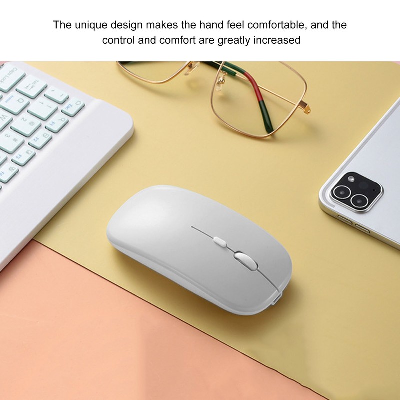 Wireless Mouse Rechargeable DualMode 2.4G Ergonomic Mute Optical Computer Accessories(White