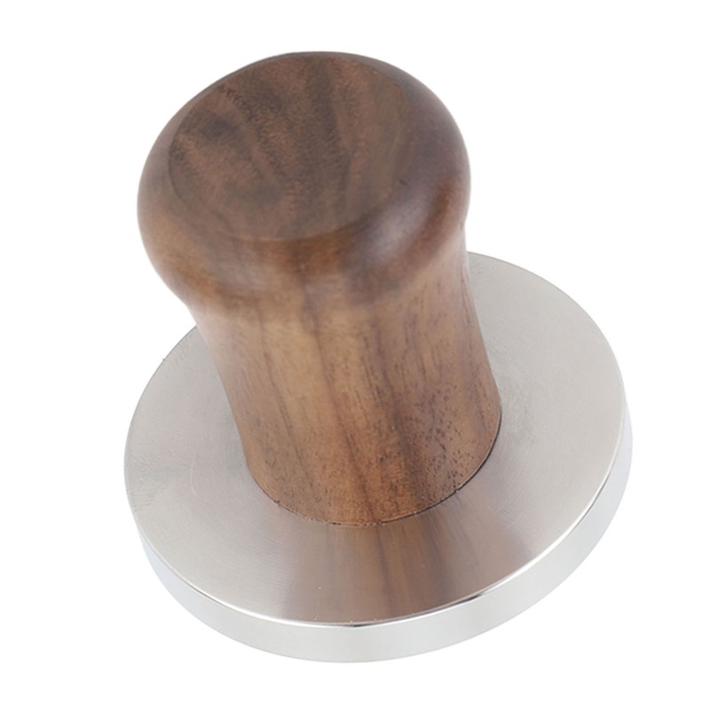 Wood Handle Coffee Tamper Stainless Steel Press Detachable Flat Base