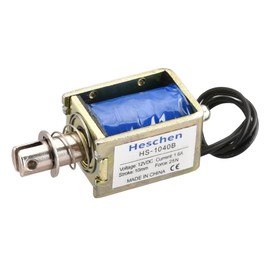 Hechen Solenoid Electromagnet, HS-1040B, DC12V 1.6A 25N, 10mm Hub, Push-Pull Door Lock with Open Frame