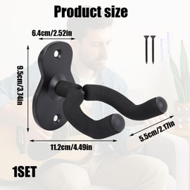 Guitar Wall Hanger, Guitar Hooks for Wall, Electric Guitars Stand Mount, Guitars Hanger with Protective Sponge, Metal Stand Holder for Acoustic Electric Bass Classical Ukulele