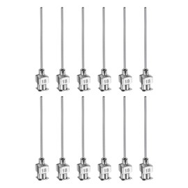 HARFINGTON 12pcs 18Gauge Stainless Steel Dispensing Needles, 1 1/2" All Metal Glue Needle Tube Blunt Tips Luer Lock for Thick Liquids, Ink, Glue, Lab Use