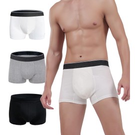 AIRCUTE Men Urinary Incontinence Underwear Washable Absorbency Soft Bladder Leak Proof Boxer Briefs 60 ML 3 Pack (3X-Large,Black-Gray-White)