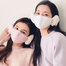 Unisex Winter Warm Fleece Earmuff & Face Mask (1pc) Earmuff Black/FREE