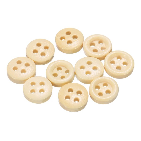 sourcing map 10pcs 16L Wooden Sewing Button 3/8"(10mm) 4 Holes