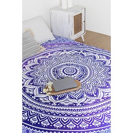 THE ART BOX Hippie Mandala Wall Hangings Large Tapestry Purple And Blue - Indian Cotton Beach Wall Blanket, Bohemian Decor Tapestrys - Bedroom Aesthetic Tapestries - 88x85 inch