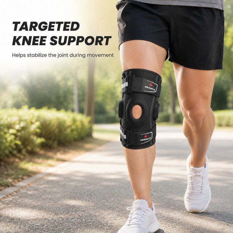 Hinged Knee Brace for Support – Adjustable Neoprene Design with