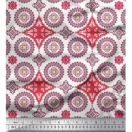 Soimoi Cotton Canvas Fabric Floral Mandala Decor Fabric Printed metre 56 Inch Wide