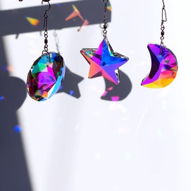 GOLDENHAITAI Crystal Prism Suncatcher for Window Home Decoration, 3pcs Hanging Ornament Pendant, 45mm Rainbow Maker AB