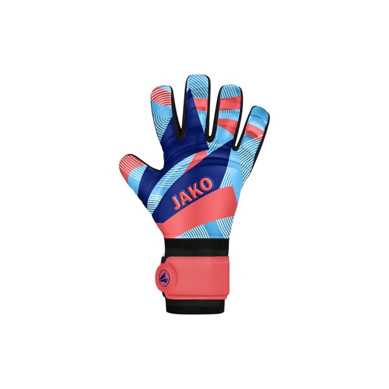 JAKO Unisex Torwart-Handschuhe River Basic Junior RC, Coral/SkyBlue/Navy, 7