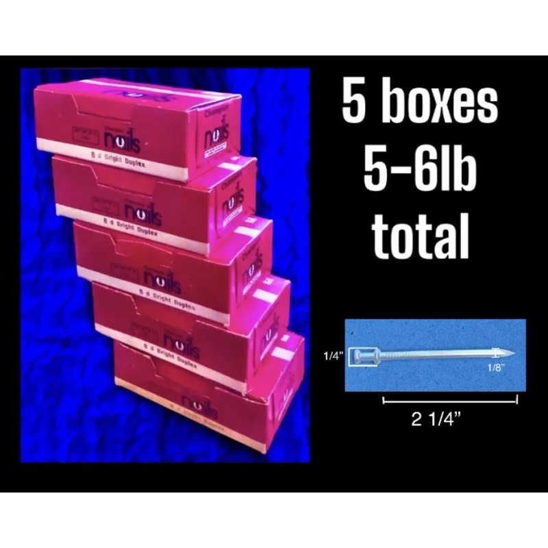 Champion 5 Boxes 8 d Bright Duplex Nails Double Head