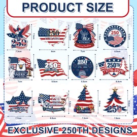 24 Pcs 250th Christmas Wooden Ornaments Red White Blue Tree Decorations