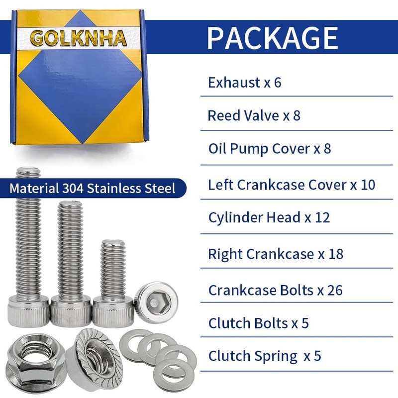 304 Stainless Steel Engine Bolt Kit 88pcs (7Pack) Compatible for