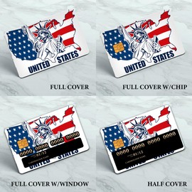 APVDSH Credit Card Skin, Cute Debit Card Skin Sticker, 4Pcs Stylish Slim Anti-Wrinkling Removable Credit Card Sticker for Transportation, Key USA Map