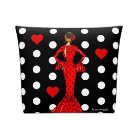 IllustrArte Toiletry Bag 25 x 26 cm - Waterproof - Double Sided Print - Flamenco Design - Durable and Versatile - Ideal for Travel or Everyday Use, Flamenca María Red – Black Background with Dots