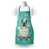 Lunarable Cartoon Apron Pack of 2, Pug Dog in Bathtub