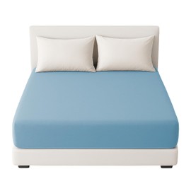 Microfibre Fitted Sheet 135 x 190/200 cm Mattresses up to 28 cm, Microfibre Fitted Sheet Soft, Breathable, Easy Care - Blue