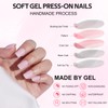 Press On Nails - Short Findigit Square Pink False Nails,