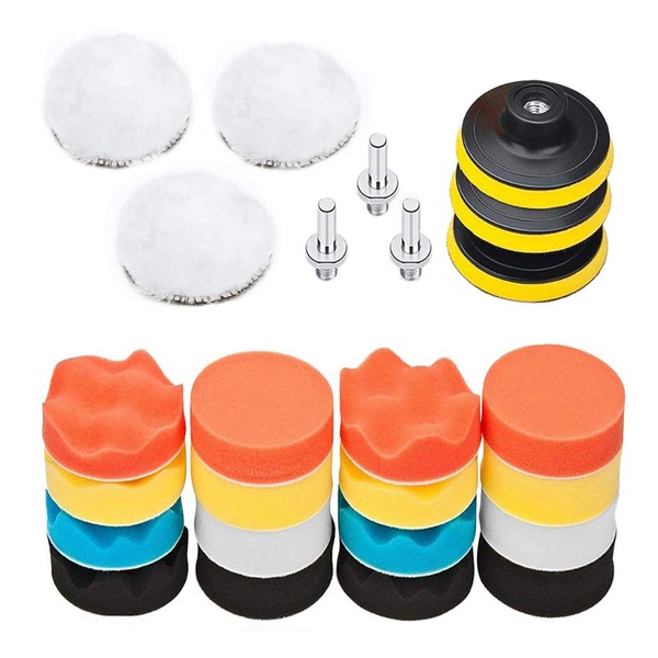 25Pcs Polishing Pads Sponge and Polishing Waxing Buffing Pads Kits,