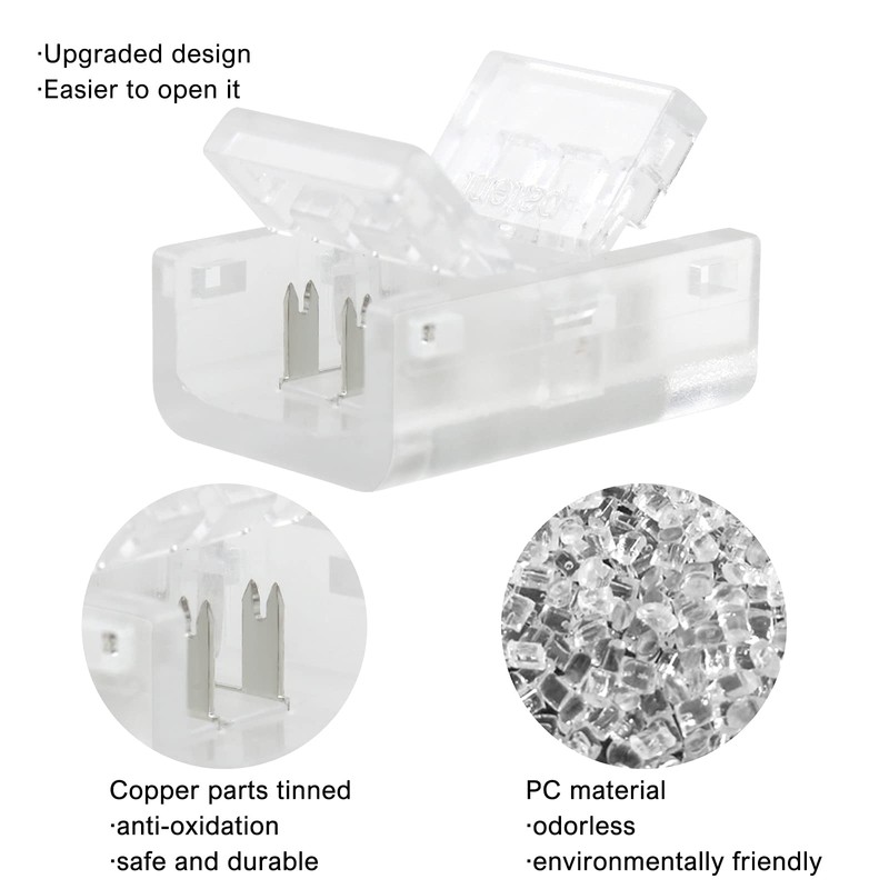 20 pcs 3 Pin 8mm LED Light Strip Connectors Solderless