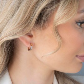 MATERIA by Matthias Wagner Women's Silver Hoop Earrings 925 Zirconia 17 mm Rhodium-Plated or Gold-Plated, Cubic Zirconia, Cubic Zirconia