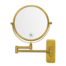 GURUN 8" Wall Mounted Makeup Mirror with 7X Magnification,Two-Sided Swivel Bathroom Mirror,Brushed Gold Finish M1406GJ(8",7X)