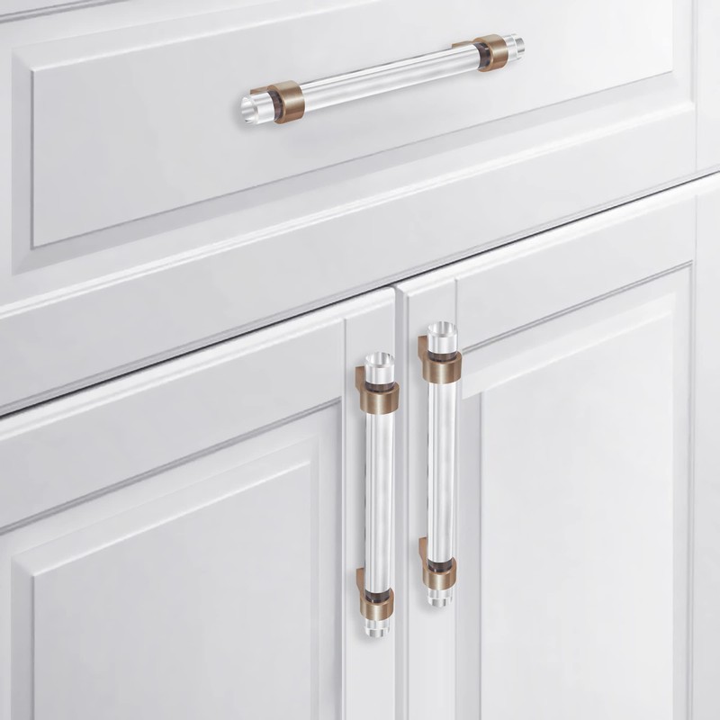 BonKuDoo Glass Crystal Drawer Pulls 5 Inch, Champagne Bronze Cabinet