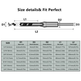 Square Hole Drill Bits, 7Pcs Wood Splitter Drill Bit Set, Steel Hardness Sharp Mortising Wood Chisels Drill Bits Set (1/4in, 5/16in, 3/8in, 1/2in, 9/16in, 5/8in, 3/4in)