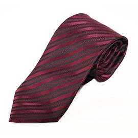Mens Burgundy & Black Elegant Striped Patterned 8cm Neck Tie Burgundy, Black