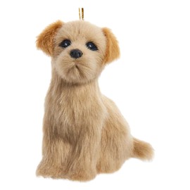 Kurt Adler F2242GO Furry Golden Retriever Dog 4 x 3 Inch Acrylic Hanging Christmas Decoration Ornament
