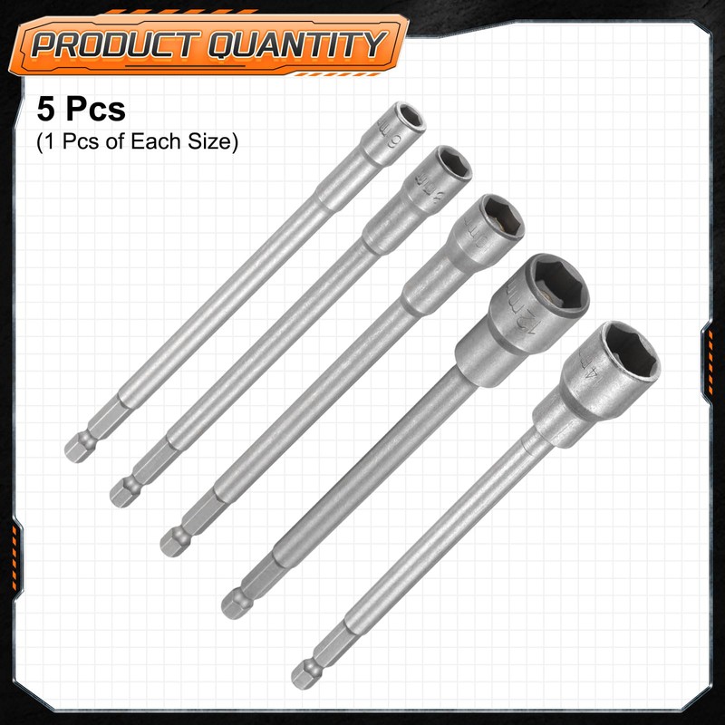 sourcing map 5pcs Nut Driver Drill Bit 6-14mm Metric Impact