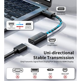 BHHB 4K DisplayPort to HDMI with Latch Disposable Transmission Adapter (Male to Women) for HDTV, Computer, Monitor, Desktop, Laptop, Projector More