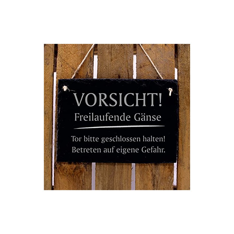 Slate Sign "Vorsicht!" Freilaufende Geese - Slate Warning Sign 22