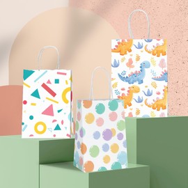 OTURGC Gift Bags 15 Pcs 5.9X3.1X8.2 Paper Bags with Handles bulk,Party Favor Bags Birthday Wedding Mother's Day gift bags Small Paper Shopping Bags,Colorful Retail bags (Colorful bubbles)